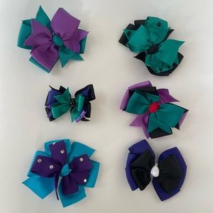 Six grosgrain hair bows (new, never worn) with center knot